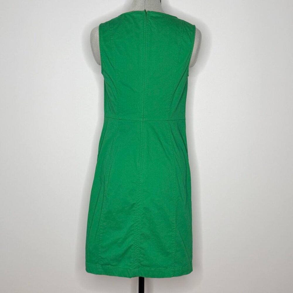 Boden Kelly Green Sleeveless V-Neck Cotton Sheath Dress with Pockets - Picture 4 of 10